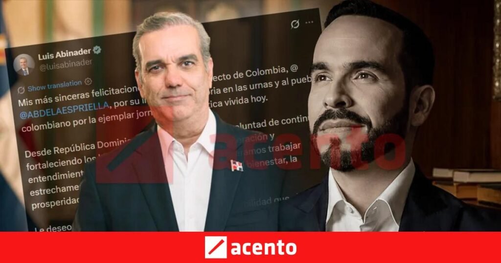 Abinader saluda a De la Espriella por el resultado en Colombia, a la espera del escrutinio oficial